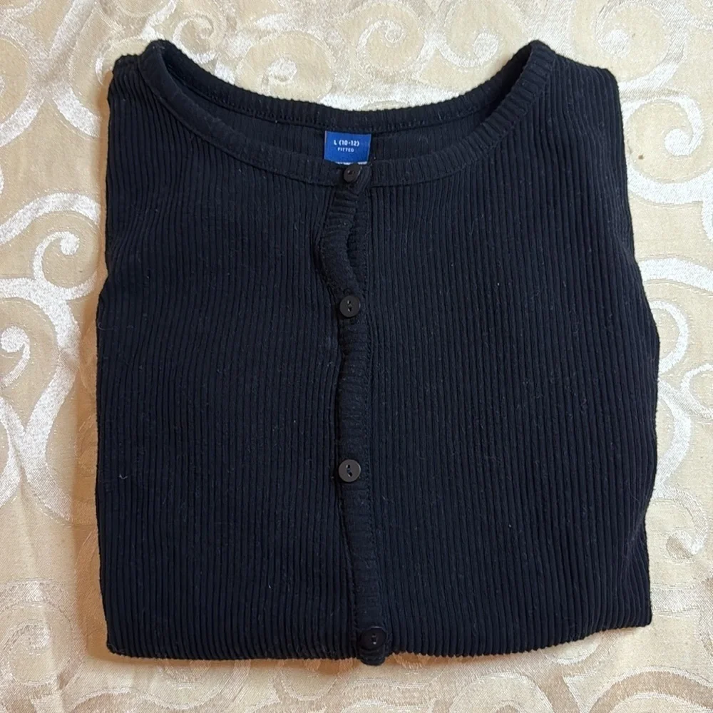 Girls Ribbed long sleeve top with buttons